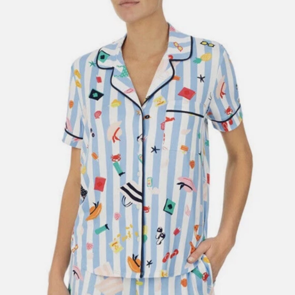Kate Spade Short Sleeve Button Down Pajama Top ONLY Small NWT